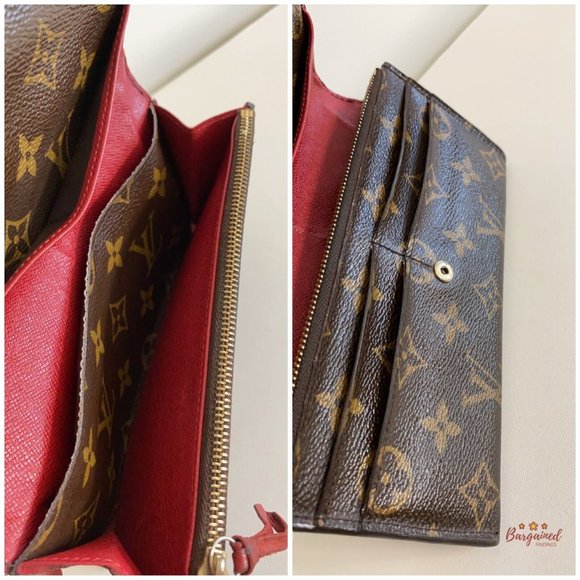 Authentic Louis Vuitton Monogram Canvas Leather Red Emilie Long Wallet CA2140 - Picture 7 of 12